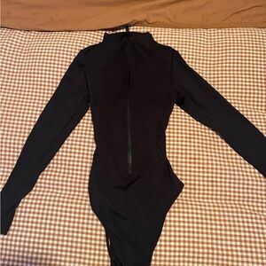Long Sleeve Black One-Piece Swimsuit with Back Zip